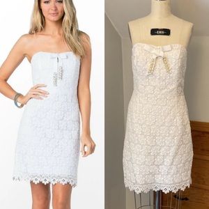 💍 Rare LILLY PULITZER Larter Bumble Bee White Lace Beaded Dress NWT 10